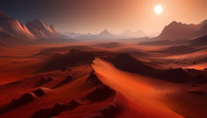 Selbstklebende Fototapeten mars space landscapes concept, the martian surface, the red sand dune © MHC_Design
