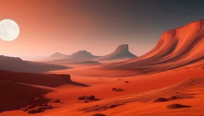 Fototapeten mars space landscapes concept, the martian surface, the red sand dune © MHC_Design