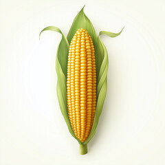 Yellow corn ear with a green leaf
