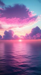 Serene Purple Sunset Over Calm Ocean