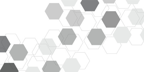 Geometric technology white and grey and light grey hexagon background. Abstract vector illustration Science technology and medical concept hexagon on transparent background

