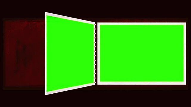 slow motion open book notebook green screen turning pages book chroma key wide square canvas on black background wire hardcover autograph intro video making 3d render motion graphics journal