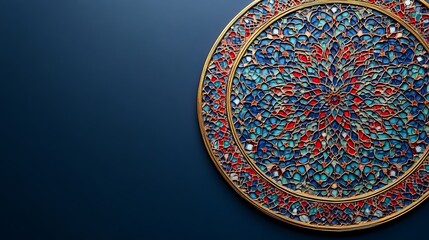 Intricate Circular Mosaic Artwork with Gold Frame