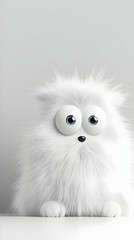 Obraz premium Fluffy White Cat 3D Illustration
