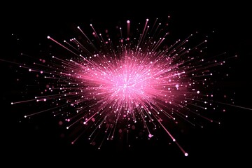 Obraz premium Pink light burst, radiating energy and vibrant sparkles against a black background. Perfect for design projects needing a dynamic, celebratory feel.