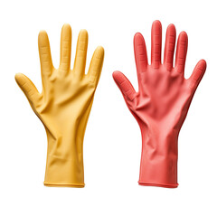 Obraz premium A Pair of Colorful Rubber Gloves Ready for Cleaning