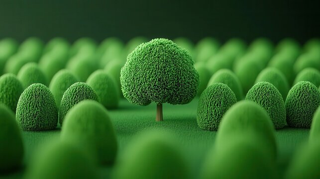 Forest conservation impact, carbon absorption visuals, 3D illustration