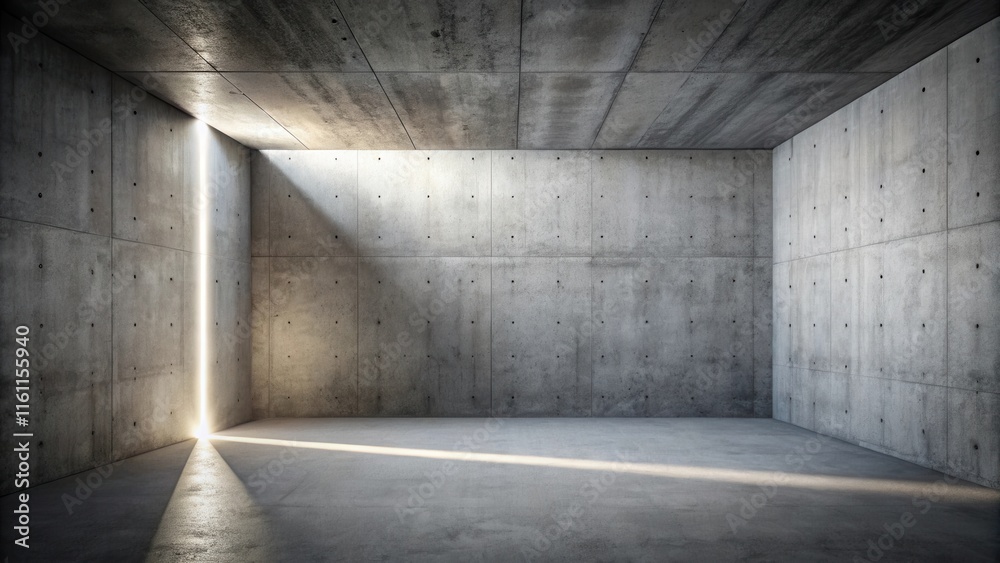 Poster a beam of sunlight pierces through a crack in the concrete walls of an otherwise empty room.