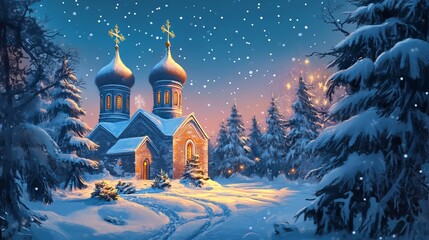 Fototapeta premium Orthodox Christmas Background Concept 