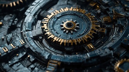 Obraz premium Intricate Mechanism with Interlocking Cogs and Gears in Detail
