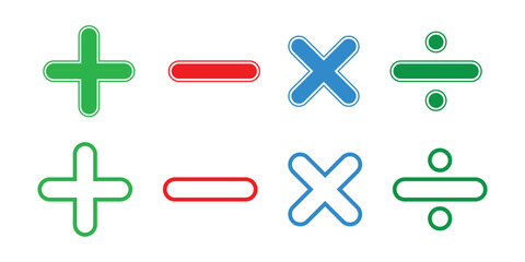Obraz premium plus, minus, multiply, divide sign icons vector design