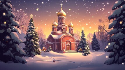 Fototapeta premium Orthodox Christmas Background Concept 