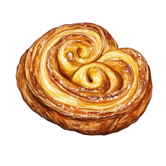 Fototapeta premium A Delightful Watercolor Painting of a Golden Brown Pain au Chocolat