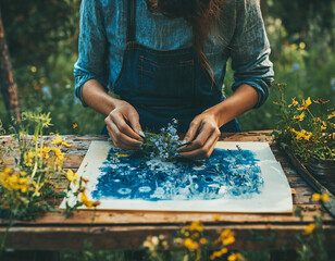 Cyanotype Flower Art