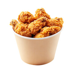 A bowl of fried chicken isolated on a transparent background.
