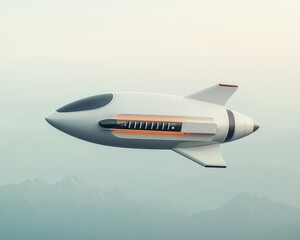 Fototapeta premium Sustainable aviation, futuristic plane with emissionfree visuals, 3D illustration