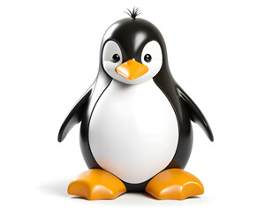Fototapeta premium penguin on the white background, cute penguin simple picture cartoon style 
