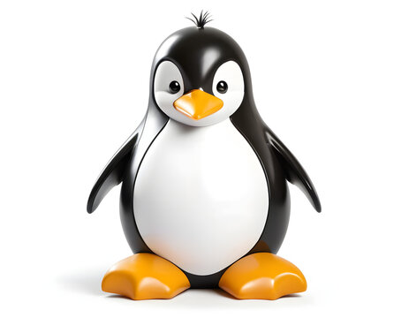 Fototapeta penguin on the white background, cute penguin simple picture cartoon style 