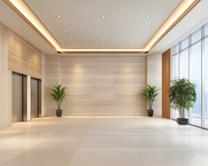 Obraz premium Modern Lobby Interior Design with Natural Light and Elegant Decor.