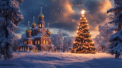 Fototapeta premium Orthodox Christmas Background Concept 