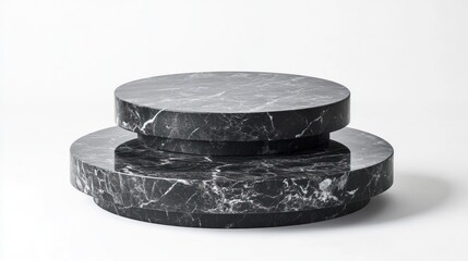 Elegant Black Marble Two Tier Round Coffee Table Modern Design