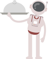 Astronaut Character Holding Food Dish
