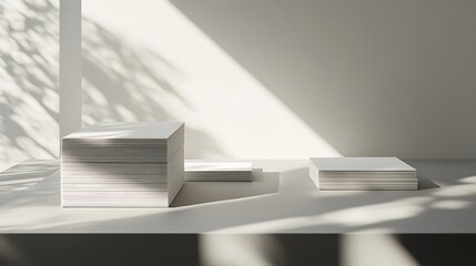 Blank business card mockup on white textured background 3d illustration 3d rendering card template