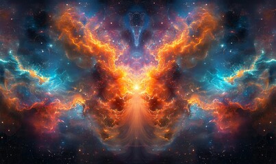 cosmic clouds shift into vibrant radiant abstract forms., Generative AI