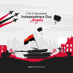Vector illustration of happy Angola independence day
