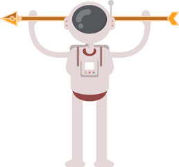 Astronaut Character Holding Arrow Illustration
