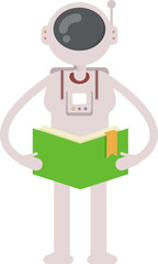 Obraz premium Astronaut Character Reading Book 