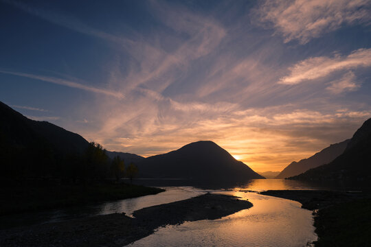Sunset on the Lugano lake