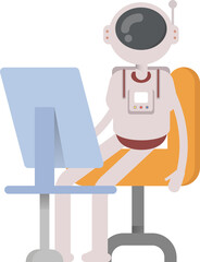 Astronaut Character Working on Desktop
