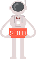 Astronaut Character Holding Sold Signage
