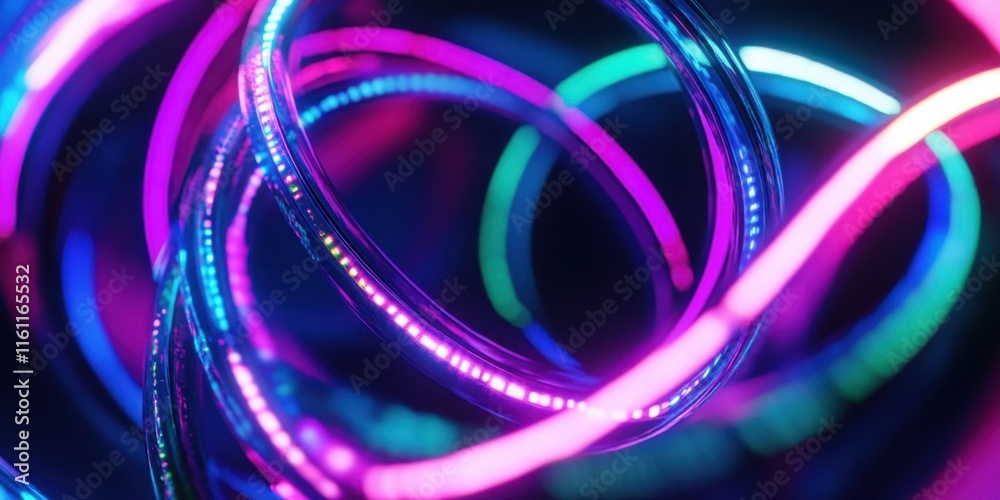 Wall mural vibrant neon light trails swirl and intertwine in a colorful abstract display, creating a mesmerizin