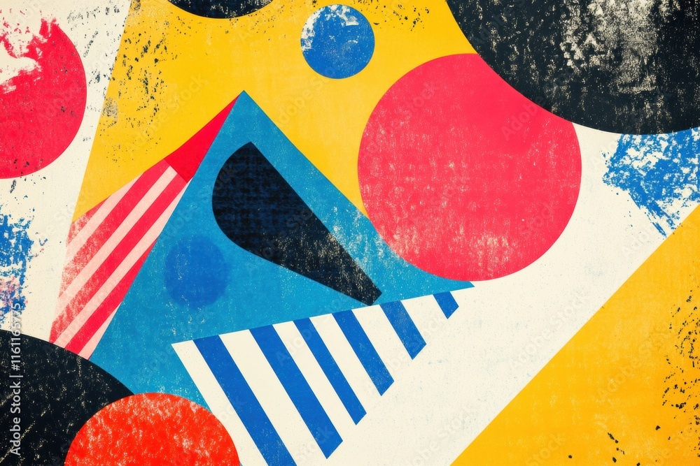 Leinwandbilder colorful abstract retro risograph design with distinct shapes and ample copy space for text placemen