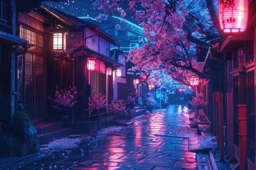 Obraz premium kyoto neon light background