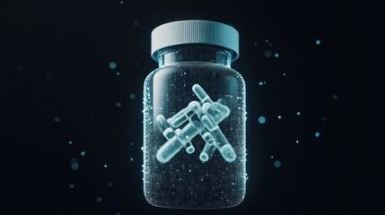 Innovative science experiment molecular structure in a lab digital artwork dark background close-up view for health insights