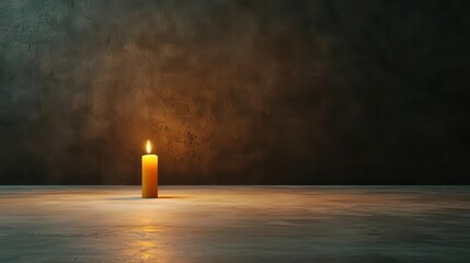 A single candle lighting a dark smoky room, carbon footprint, small actions reducing emissions