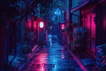 Naklejka premium kyoto neon light background