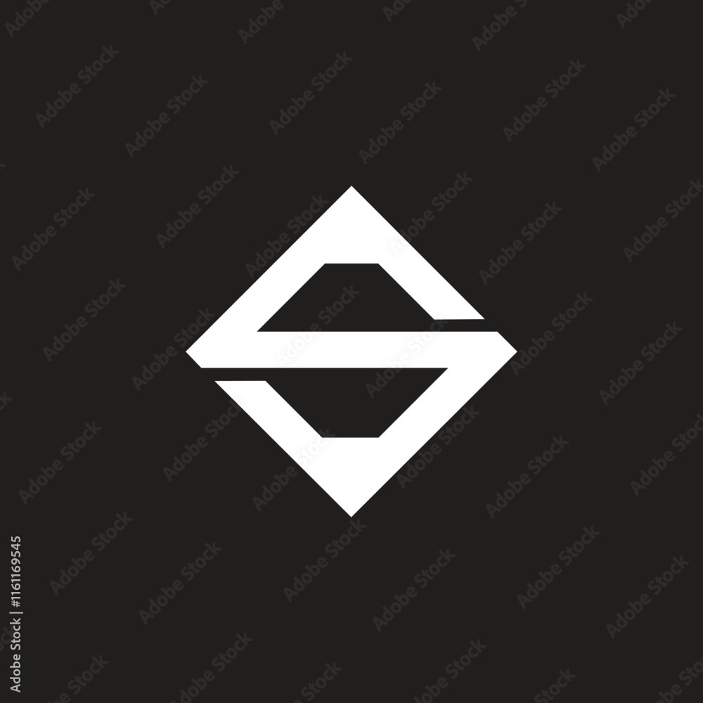Fototapete square line initial letter s logo flat vector logo design template element and geometric line square
