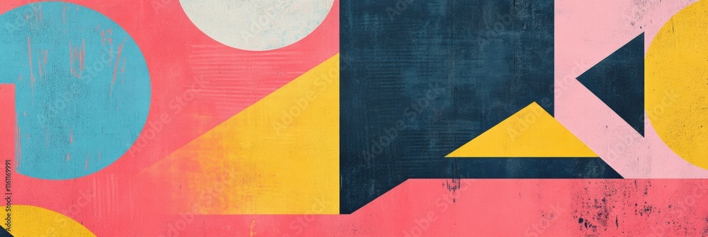Aufkleber vibrant abstract retro risograph artwork featuring geometric shapes and copy space for text placemen