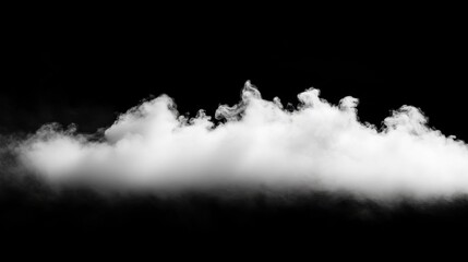Fototapeta premium Wispy white clouds float gracefully against a pitch-black backdrop, highlighting the beauty of cloud formations in a tranquil setting