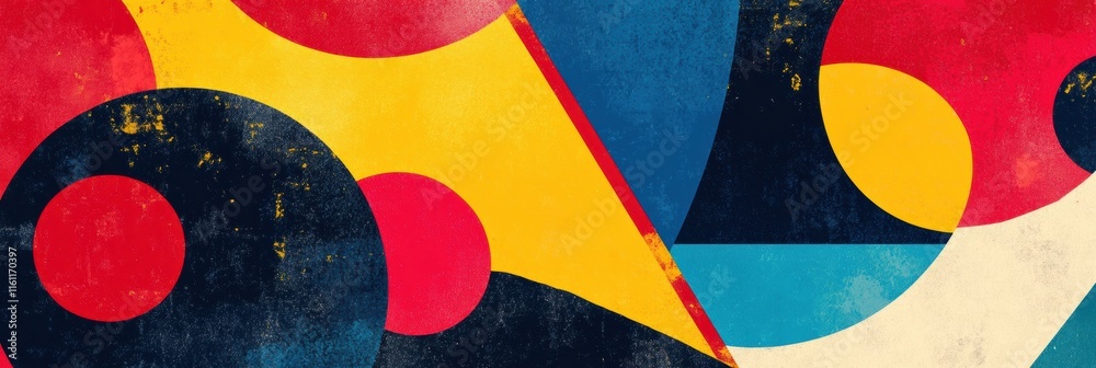 Poster colorful abstract retro risograph design featuring dynamic shapes and ample space for custom text or