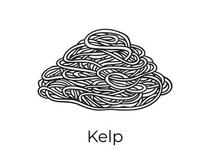 kelp doodle hand drawn icon. Outline drawing plant organic natural cosmetic kelp algae ingredient line clipart symbol 