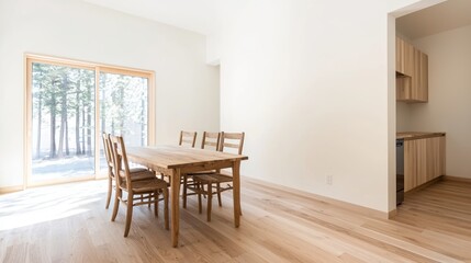 Fototapeta premium Bright and Eco-Friendly Open Concept Living and Dining Room