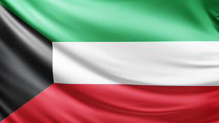 Kuwait flag picture, close-up shot of kuwait nation flag, asia, animated flag background photo, 3D photo of a flag, national symbol of asian country, patriotism, full screen