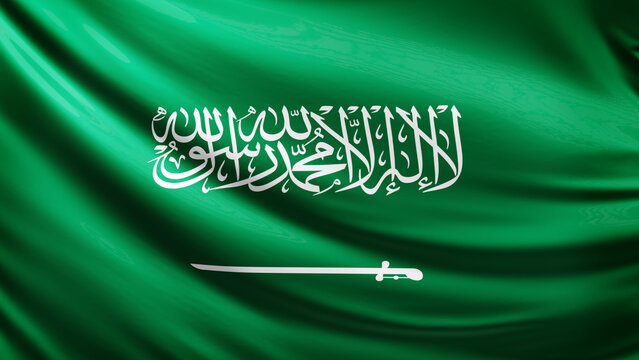 Saudi arabia flag picture, close-up shot of saudi arabia nation flag, asia, animated flag background photo, 3D photo of a flag, national symbol of asian country, patriotism, full screen