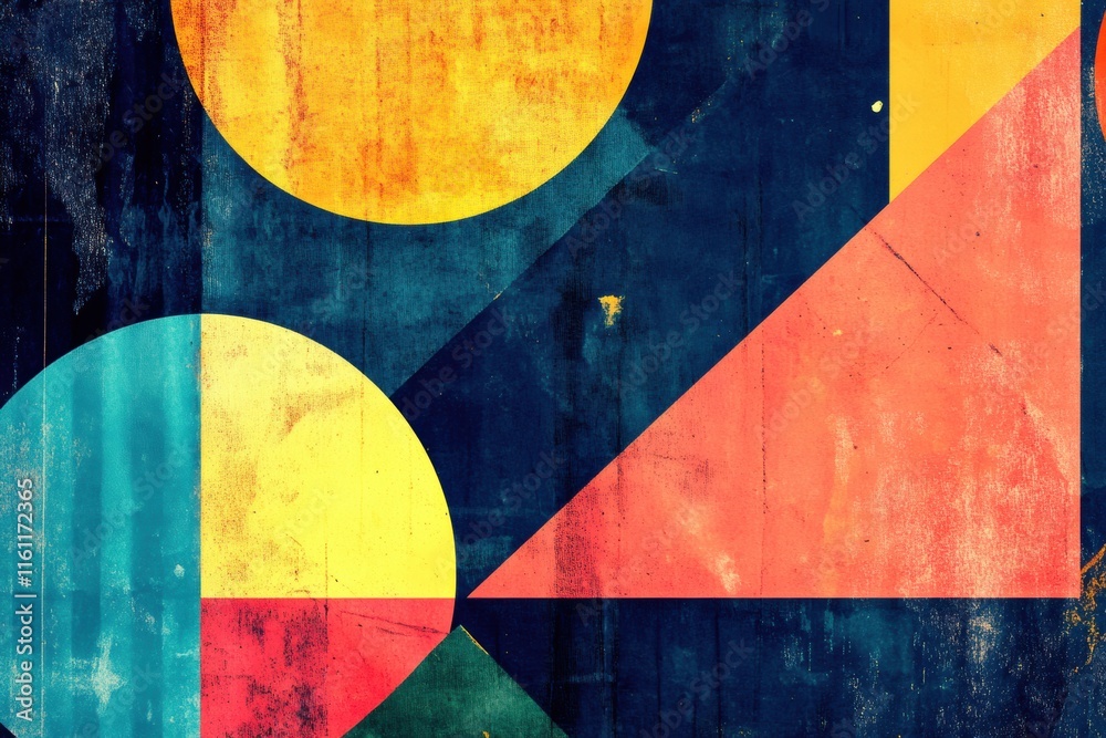 Leinwandbilder unique abstract retro risograph design featuring vibrant geometric shapes and rich textures with cop