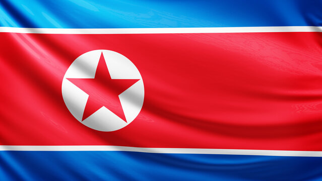 North Korea flag picture, close-up shot of korean nation flag, asia, animated flag background photo, 3D photo of a flag, national symbol of asian country, patriotism, full screen